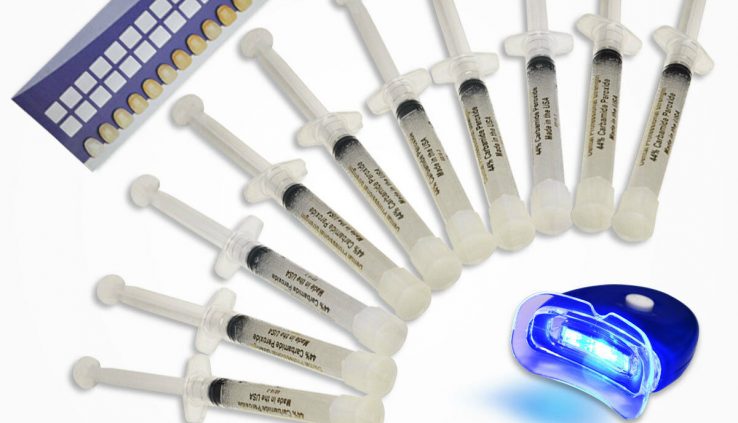 Teeth Whitening Kit (12) Gels (2) Trays (1) White LED Light Supreme Space 44% Bleach