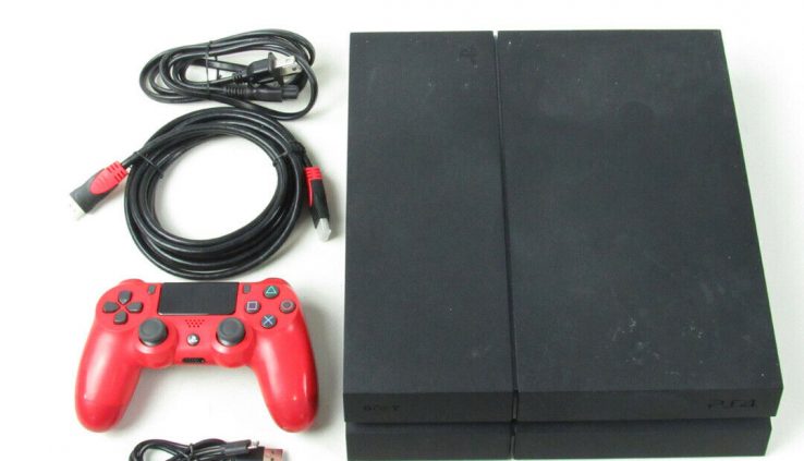 Sony PlayStation 4 PS4 CUH-1215A 500GB Shadowy Console Crimson Controller with Cords
