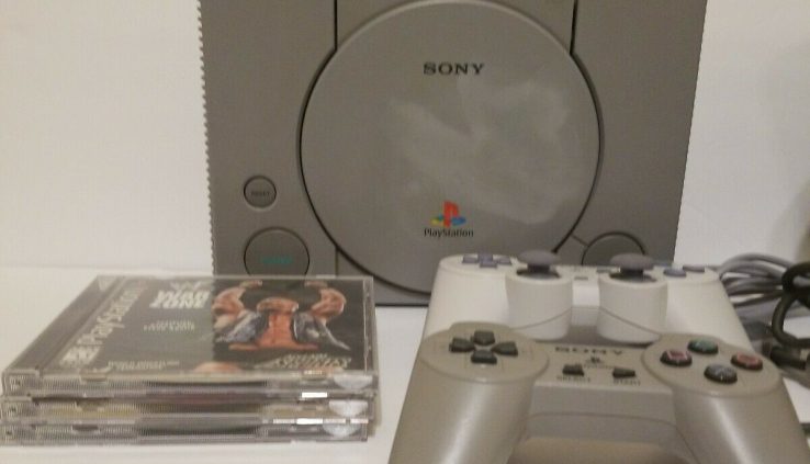 Sony PlayStation 1 PS1 Console Long-established W 2 Controller & 4 Video games Examined & Works