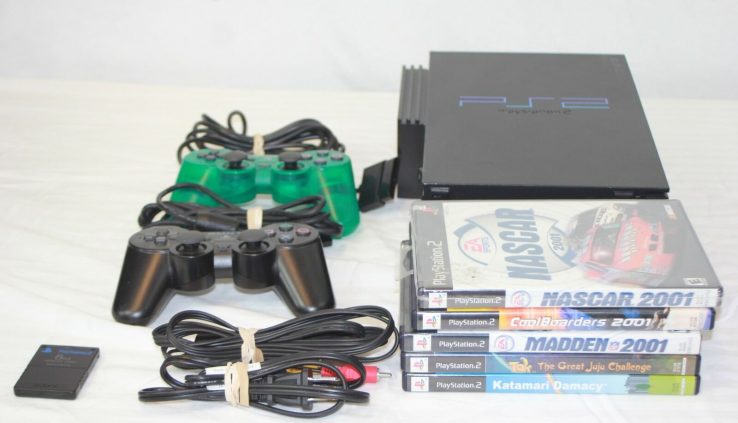 Sony PlayStation 2 PS2 Console Game Bundle 2 Controllers 5 Video games (690)