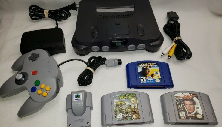 Nintendo 64 N64 Recreation Console Bundle Lot w/ 1 Controller & 3 Games & 1 Rumble Pak