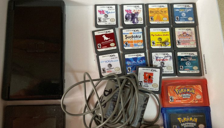 Nintendo DS Lite kids Bundle with 10 Games, Stylus – Onyx Shadowy-