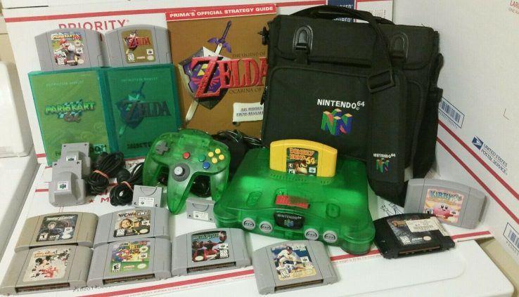 Nintendo 64 Console / Machine (N64) Jungle Green w/ Games and Extras Bundle