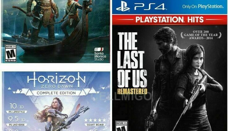 PS4 Video games Bundle:Closing Of Us Remastered, God of Struggle, Horizon Zero Crack of dawn(3 GAMES)