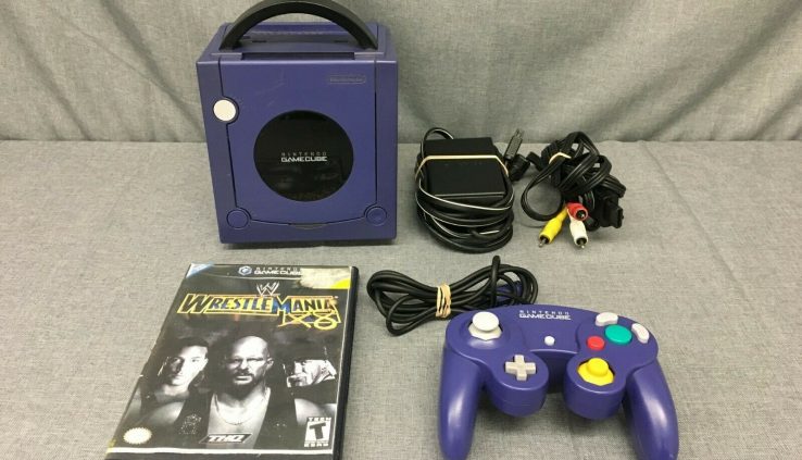 NINTENDO GAMECUBE DOL-001 INDIGO PURPLE CONSOLE & CONTROLLER | WRESTLEMANIA X8-