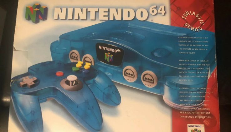 Ice Blue Nintendo 64 Console In Long-established Field Entire VGC Tested Rare