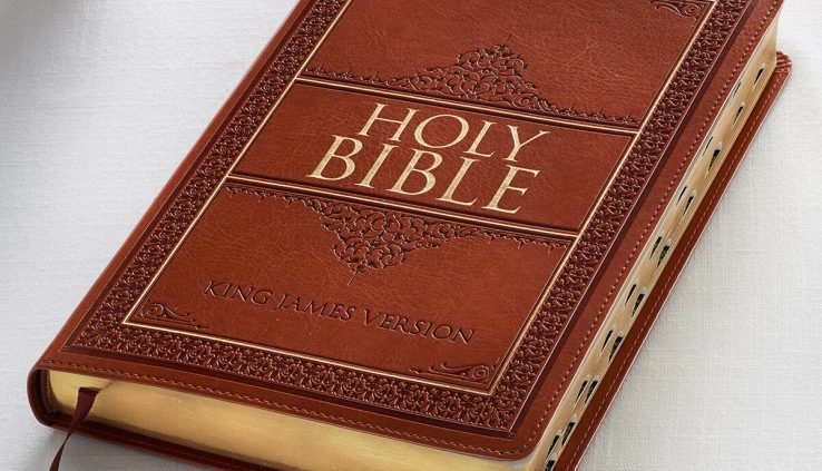 HOLY BIBLE King James Model Tremendous Print Thumb Listed Tan Faux Leather-basically basically based fully NEW