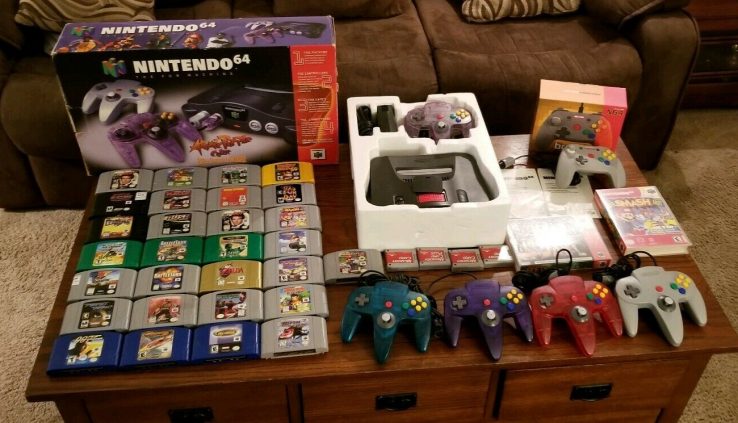 Nintendo 64 N64 console bundle lot CIB 29 games 6 controller’s 4 memory playing cards