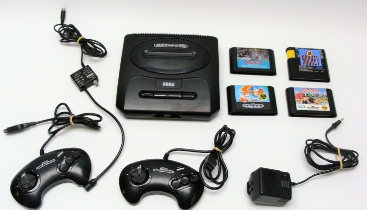 SEGA MK-1631 Genesis Recreation Console with 2 controllers, 4 video games TESTED