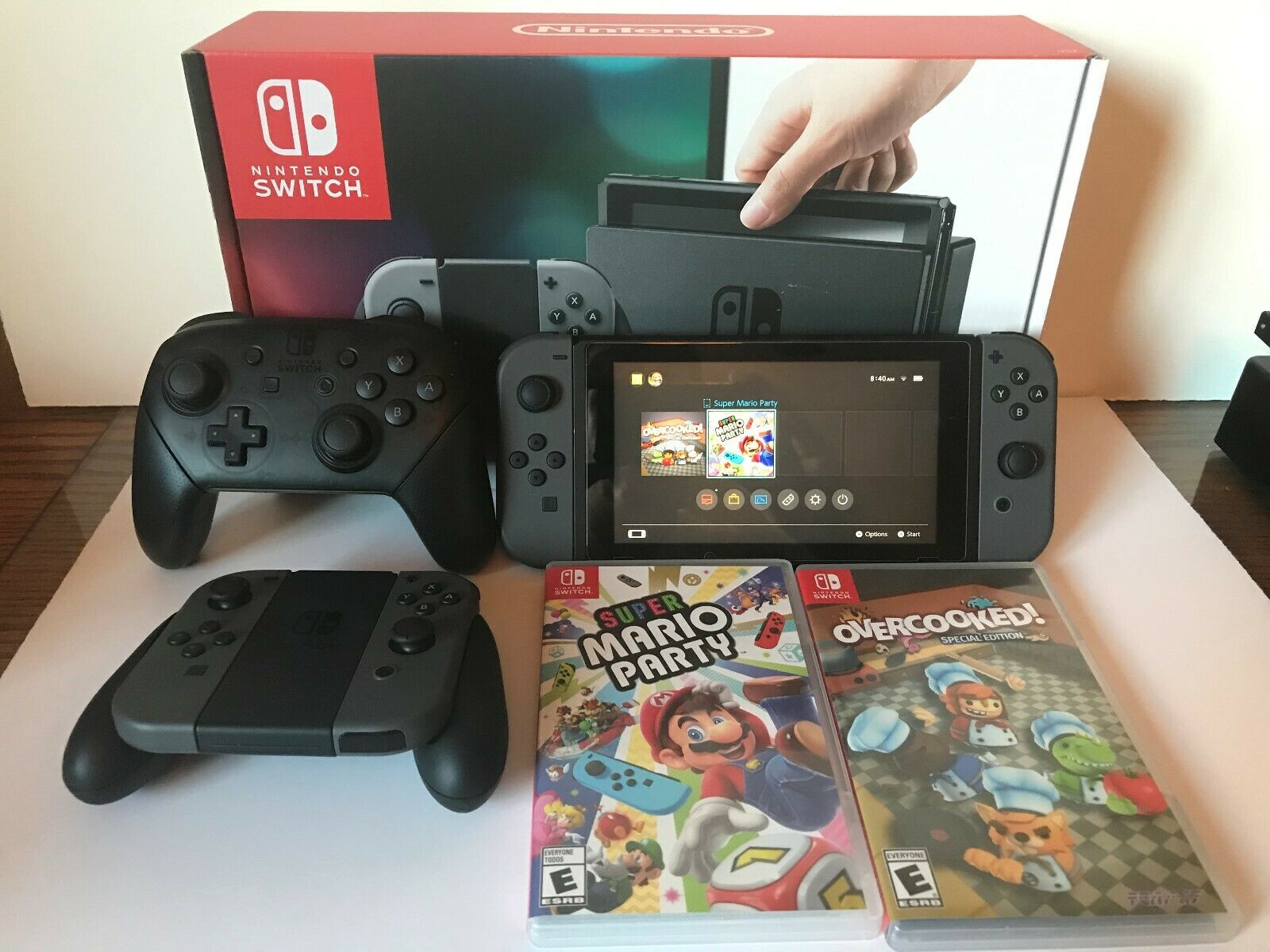 NINTENDO SWITCH CONSOLE, 2 GAMES, 4 JOY-CONS, PRO CONTROLLER, CHARGER ...