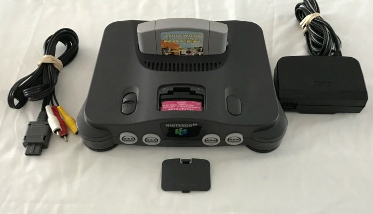 N64 Nintendo 64 Charcoal Gray Console,OEM AV Cables,OEM Power Provide Most efficient,Tested