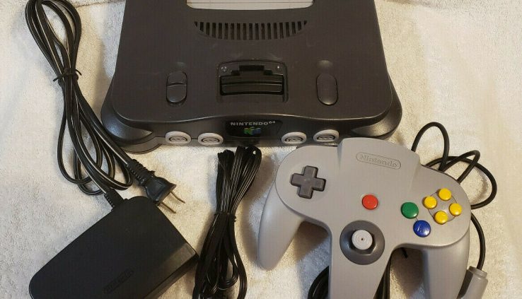 Nintendo N64 Console With Fashioned Controller, Energy Provide, and AV Cord
