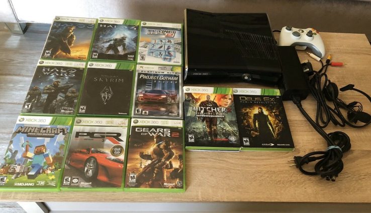 Microsoft Xbox 360 Console Bundle w/10 Games Controller Headset Free Transport