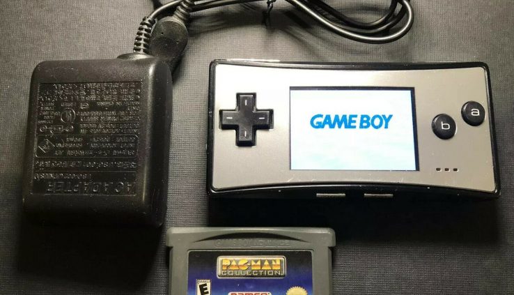 Nintendo Game Boy Micro – Silver w/ Charging Cable & Game