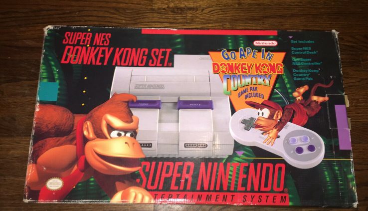 Sizable Nintendo SNES Console Machine Box Donkey Kong Version 100% Entire in field