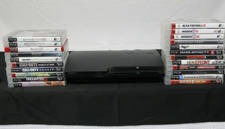 Sony PlayStation 3 Slim 120 GB Charcoal Gloomy Console W/ Games & Cables