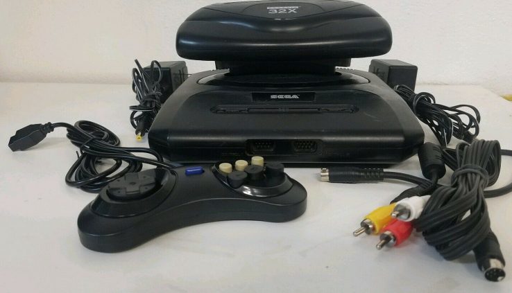 Sega Genesis Mannequin 2 AND 32x Console System Adapter with all cables ! Working !