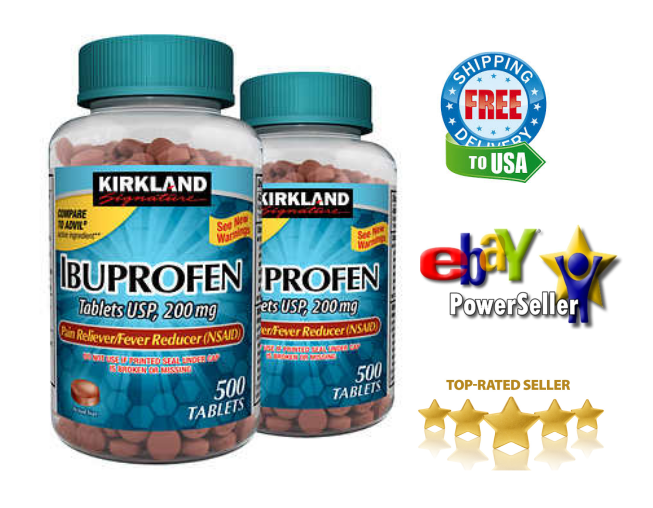 Kirkland Signature Ibuprofen, 200 mg. (2 bottles of 500ct=1000