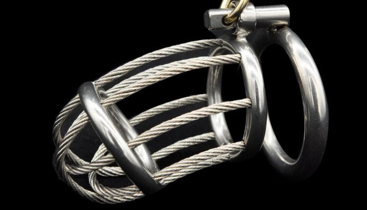 Male Stainless Steel Wirerope Chastity Machine A165