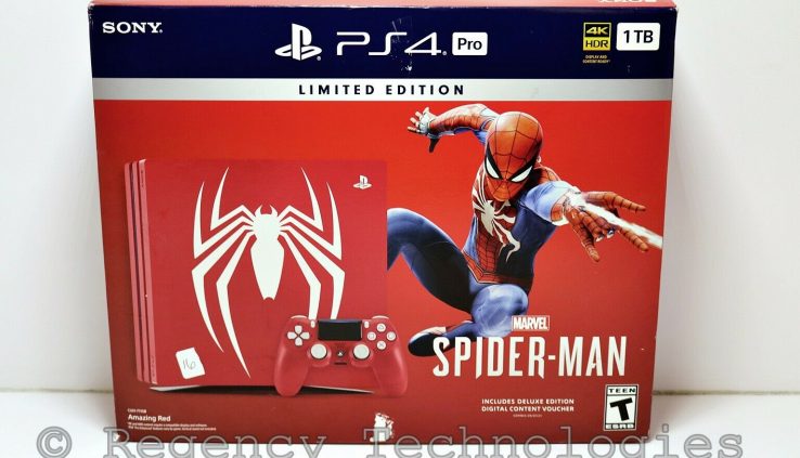 SONY PS4 PRO SPIDER-MAN BUNDLE WITH GAME & CONTROLLER | 1TB | CUH-7115B | RED