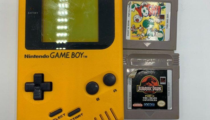 Nintendo Customary Gameboy Dmg-01 Yellow  Jurassic Park Yoshi