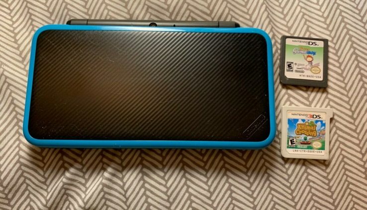 Nintendo 2DS XL Sad Turquoise Handheld Machine Console with 2 Games and Charger