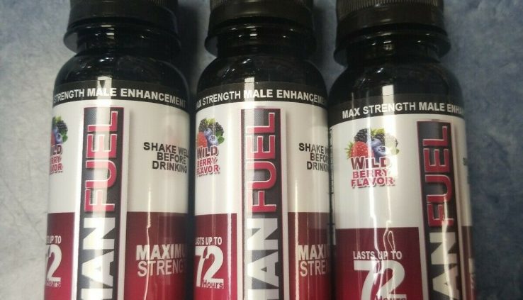 MANFUEL (3 BOTTLES) MALE ENHANCEMENT SHOOTER 3 OZ.  WILD BERRY FLAVOR