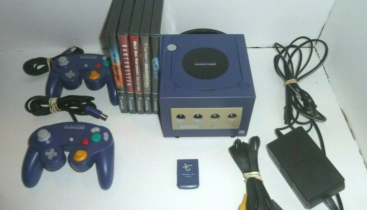 Nintendo GameCube Indigo Crimson Console 5 Games Tested GC Mega Man