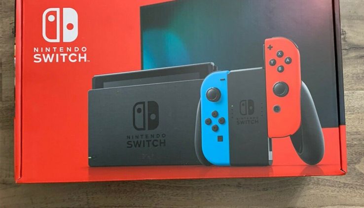 Nintendo Change 32GB Grey Console with Neon Crimson and Neon Blue Joy-Con