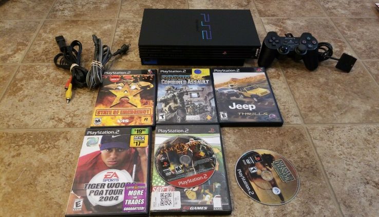 Sony PlayStation 2 (SCPH-50001)PS2 Sunless Chunky Console W/6 video games #3