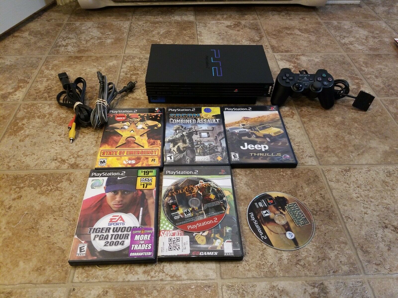 Sony PlayStation 2 (SCPH50001)PS2 Sunless Chunky Console W/6 video