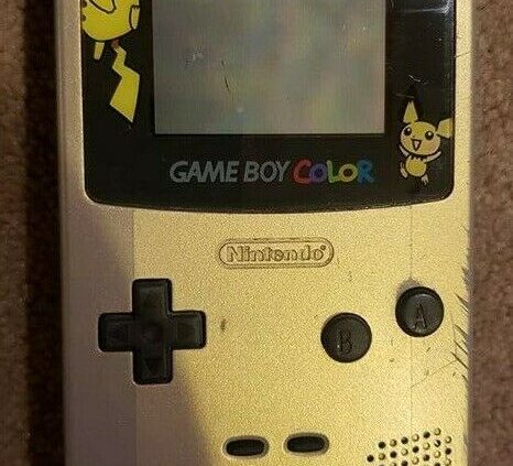 RARE Gold Gameboy Coloration Pikachu CGB-001 Plot Examined Working!