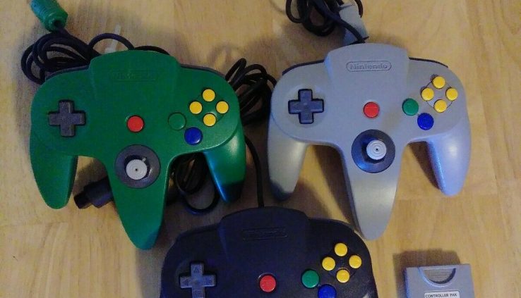 Nintendo 64 N64 Controllers 3 Correct Controllers Dark-Green-Gray