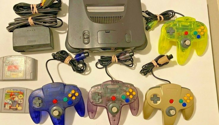 Nintendo N64 w/ Jumper Pak, Four Controllers, Mario Kart 64 and Cruis’n USA