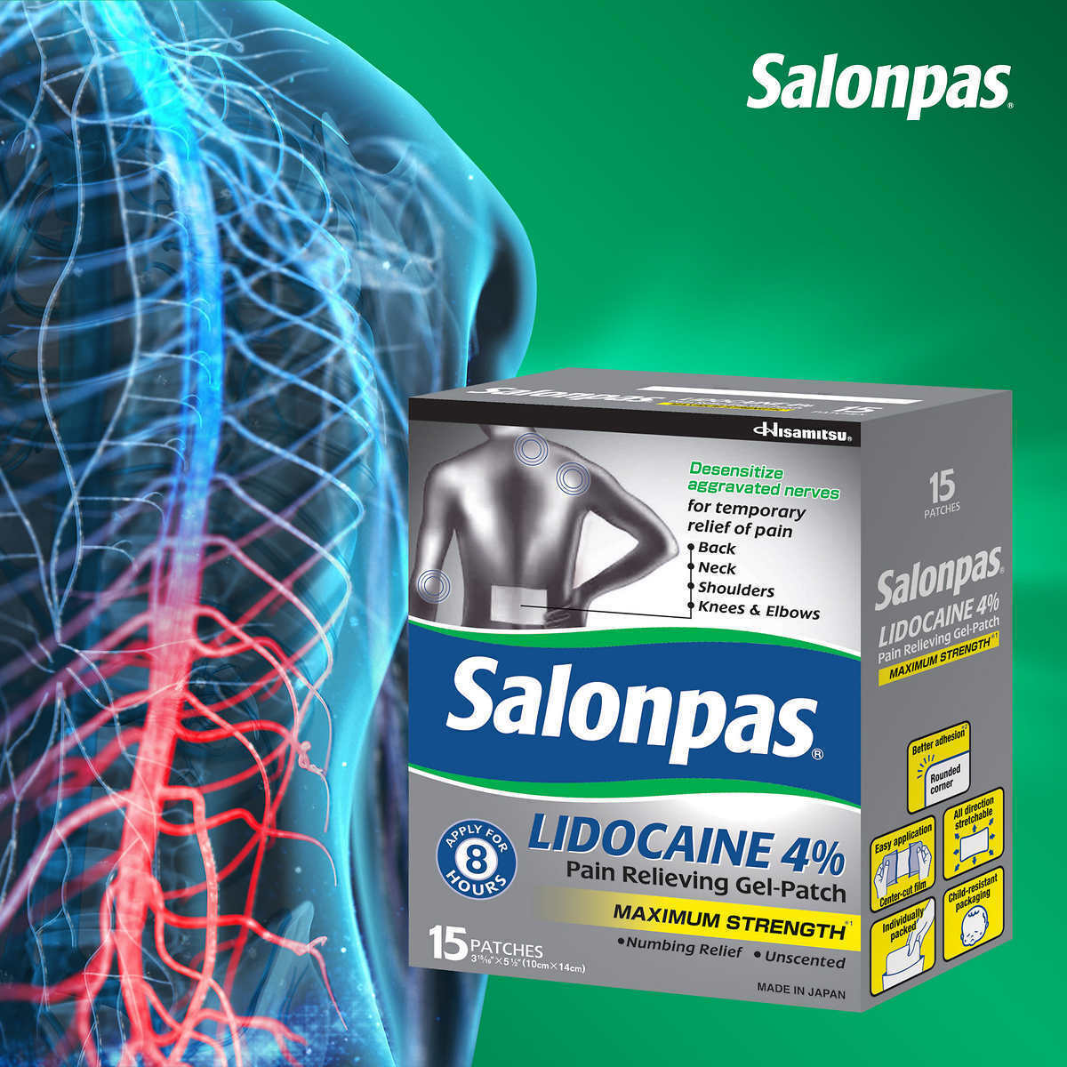 Salonpas Lidocaine 4 Distress Relieving Maximum Strength 15 Unscented