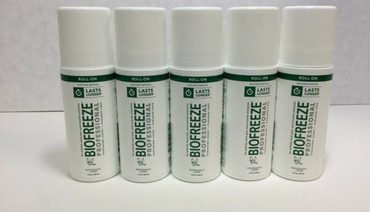 Biofreeze Legitimate Disaster Relief RollOn 3 ouncesBottle Inexperienced, Pack of 5, 2019