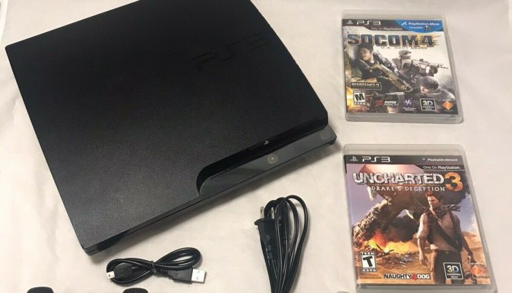Playstation3 Ps3 Slim 320gb(cech-2501b)Console Bundle With New Controller+Games