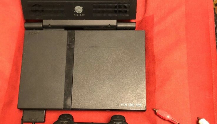 Playstation2 Console with 7 scuttle GameGlass Pelican Flip Up Observe