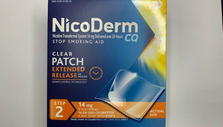 NicoDerm CQ Step 2 – Prolonged Relief – 14 Mg – 14 Sure Patches – Exp 5/20