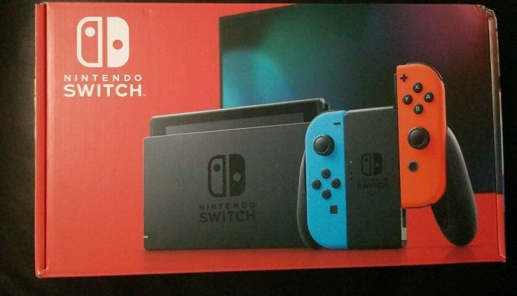 Nintendo Switch 32GB Console w/ Neon Blue & Neon Crimson Pleasure Con. Free USA Birth