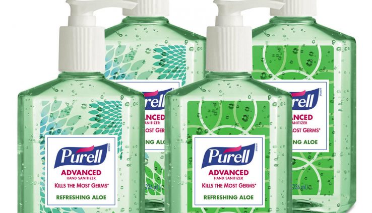 PURELL Stepped forward Instantaneous Hand Sanitizer with Aloe 8 ozBottle 4/Pack 967406DECOPK