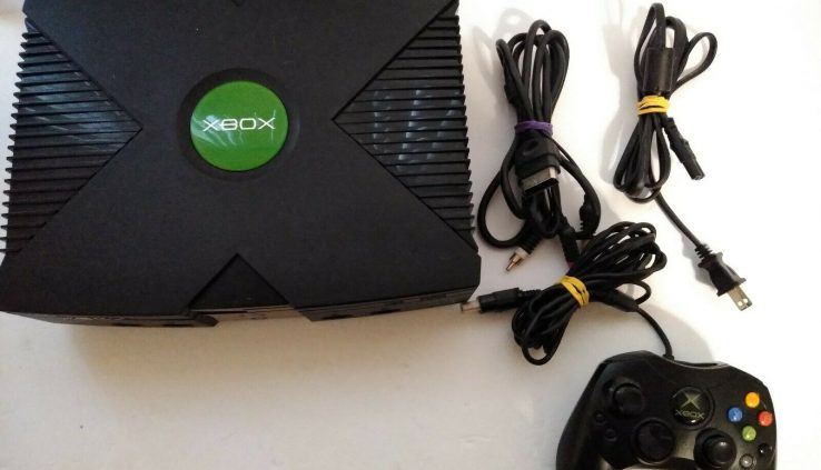 Normal Microsoft XBOX Console Gloomy System w/ 1 Controller Examined