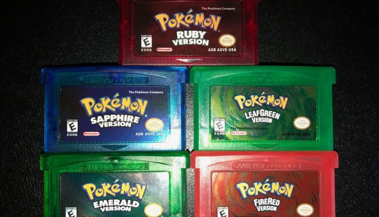 Pokemon Gameboy Reach Set of dwelling (Fire Pink, Leaf Inexperienced, Emerald, Sapphire, Ruby) 5x