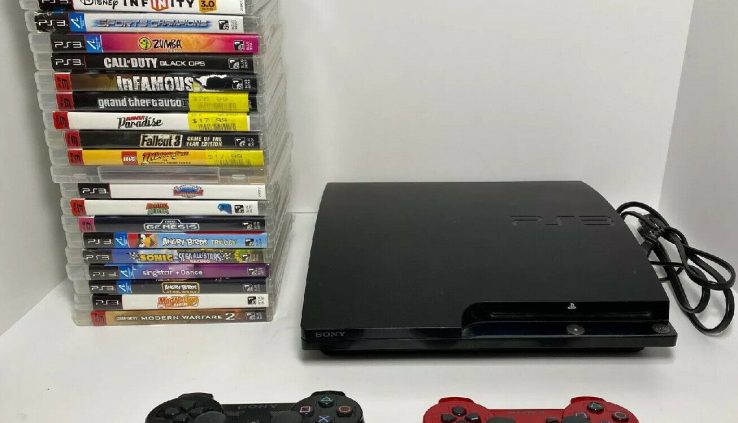 Sony – PS3 Slim 120GB CECH-2001A Console W/ 23 Video games & 2 Cont Examined Works Mountainous