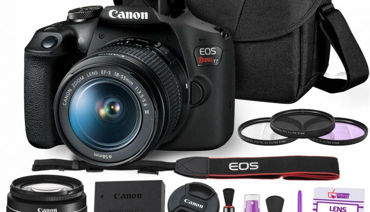 Canon Revolt T7 DSLR Digicam +18-55mm Lens Kit and Carrying Case, Artistic Filters
