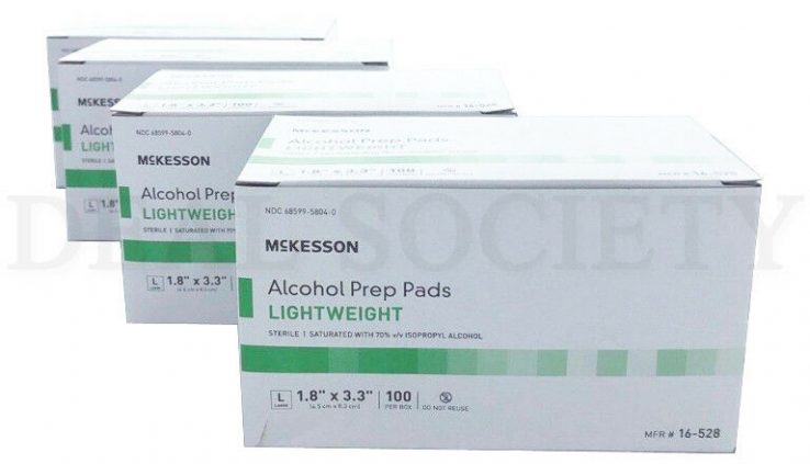 Alcohol Prep Pads LARGE Swab Saturated Wipes Sterile Wrapped –  400 Depend