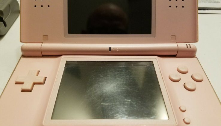 Nintendo DS Lite Handheld Coral Pink – aftermarket Charger Examined w/accessories