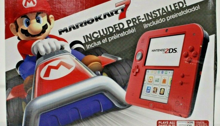 Nintendo 2DS Crimson Purple With Mario Kart 7 Console Transportable Blueprint