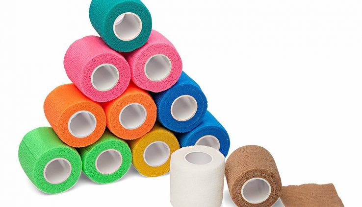 12-Pack, 2” x 5 Yards, Self-Adherent Cohesive Tape, Solid Sports actions Tape for Wrist