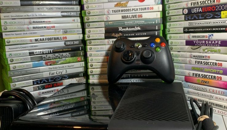 Xbox 360 E Dusky Console Bundle Controller Cables HDD 5 Video Sport Microsoft Lot